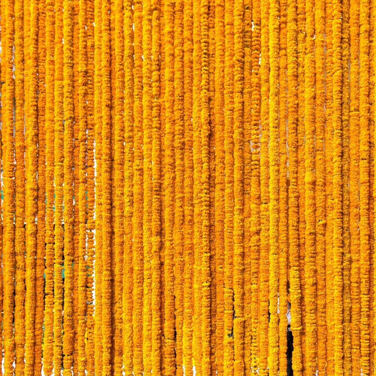 Marigold Garland for Decoration 5 feet Long Strands Artificial Marigold Flowers (Orange)